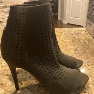 Olive knit booties